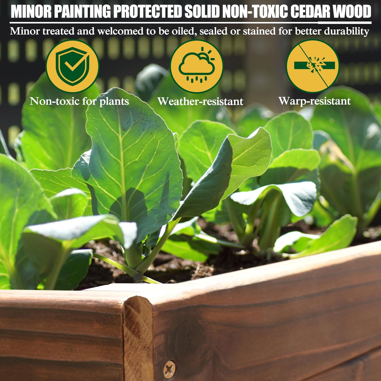 MUPATER 6x3x2FT Cedar Raised Garden Bed for Outdoor, Raised Garden Bed wit 6 Legs, 837lbs Large Elevated Garden Planter Box with Liner for Herbs,Vegetables, Rustic