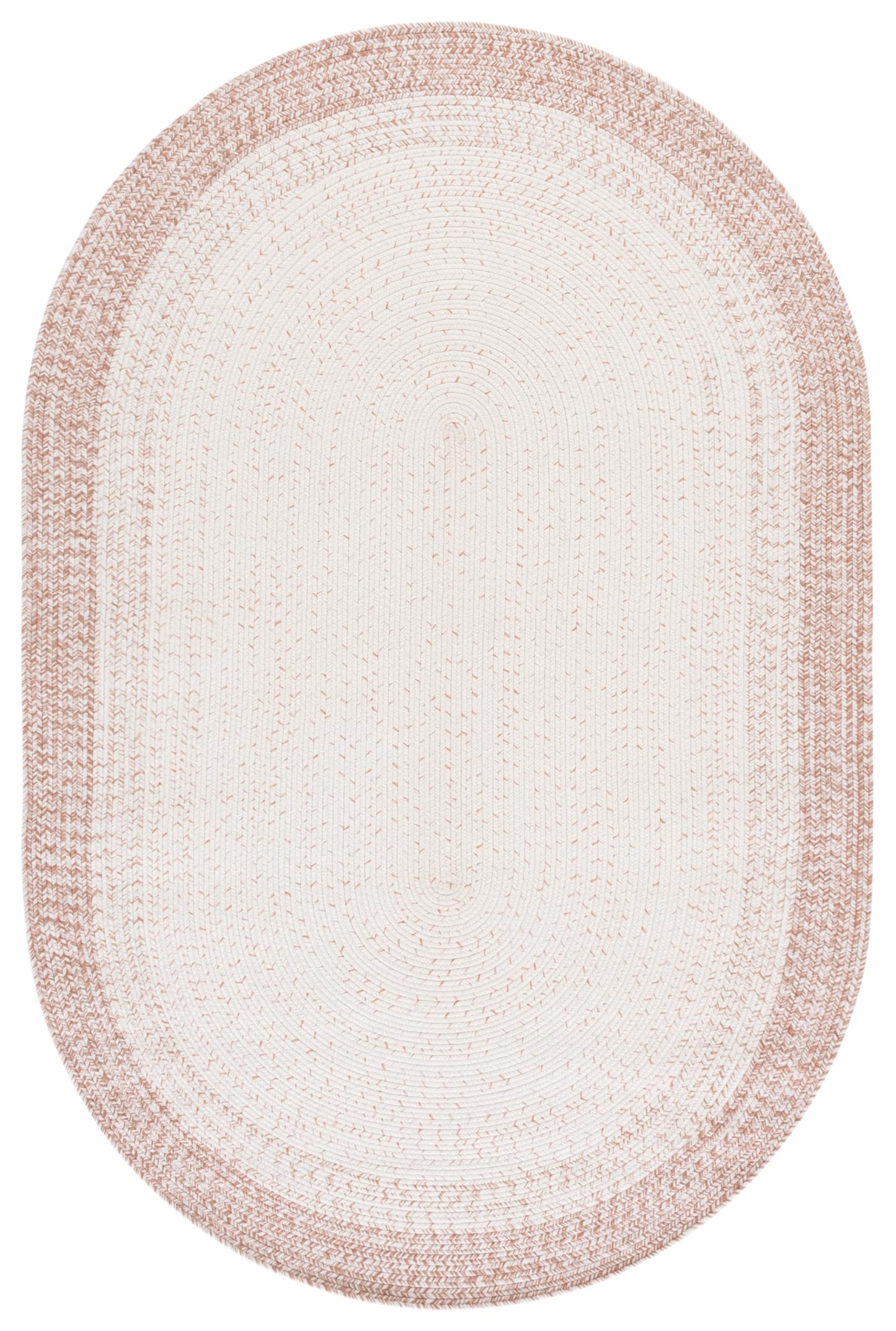 SAFAVIEH Washable Rug Outdoor Braided Collection - 6' x 8' Oval, Ivory & Beige, Handmade & Reversible, Non-Shedding & Easy to Clean, Ideal for Patio, Backyard, Mudroom (BRA283B)