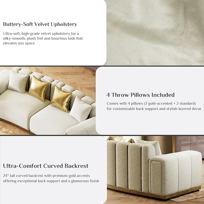 104" Oversized Velvet Chesterfield Couch