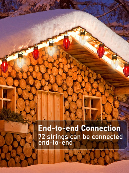 SUNSGNE Jumbo Christmas Lights Outdoor, 16FT Red and White Christmas Lights with 10 Count 5'' Clear Glossy LED Bulbs for Home Tree Roof Yard Garden Patio Balcony Decorations