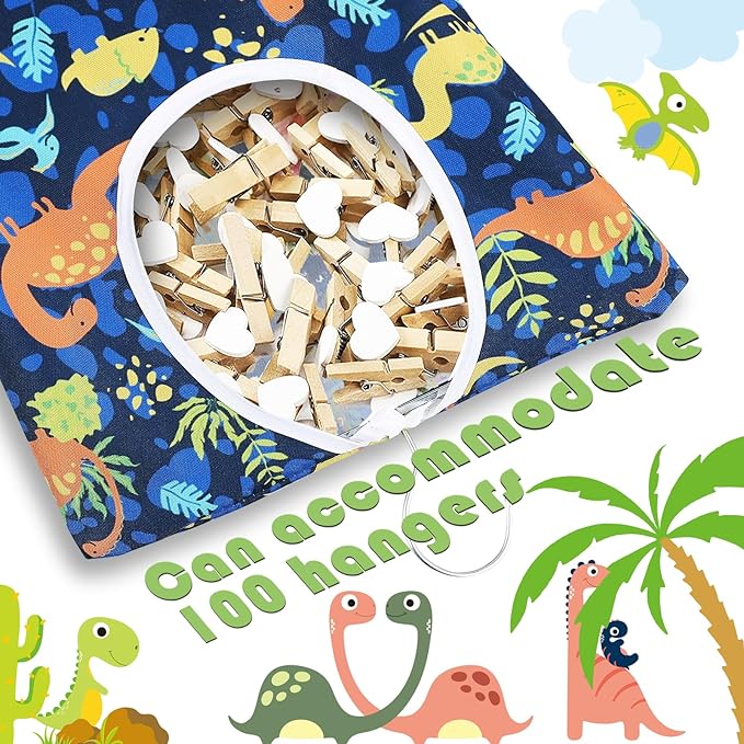 2 Pcs Dinosaurs Clothespin Holder
