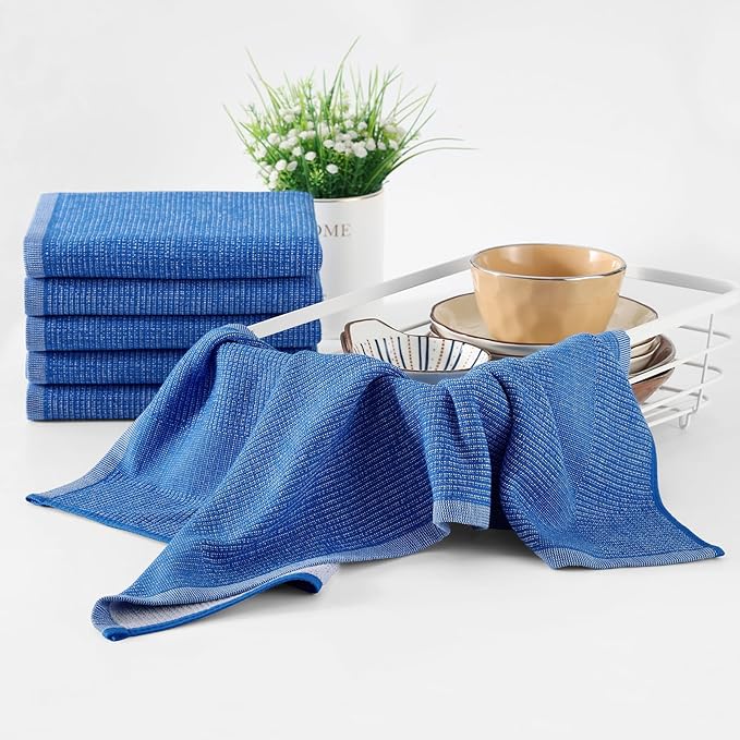 Homaxy Premium Kitchen Towels, Large Cotton Kitchen Hand Towels, Flat and Terry