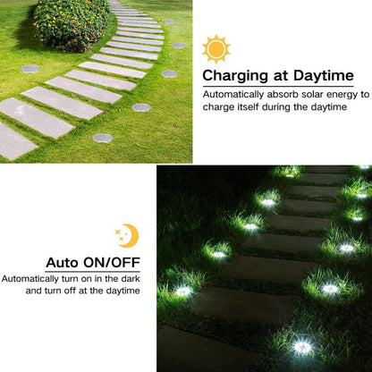 Joomer Outdoor Solar Garden Lights, 8 LED Solar Powered Ground White Lights Waterproof Garden Solar Disk Lights for Pathway Yard Walkway Patio Lawn Path(12 Pack)