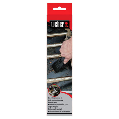 Weber Cleaning Set for Burners & Grill Chambers, for easy cleaning of all grills, consisting of scraper/spatula and mini brush, dishwasher safe - Black (6202)