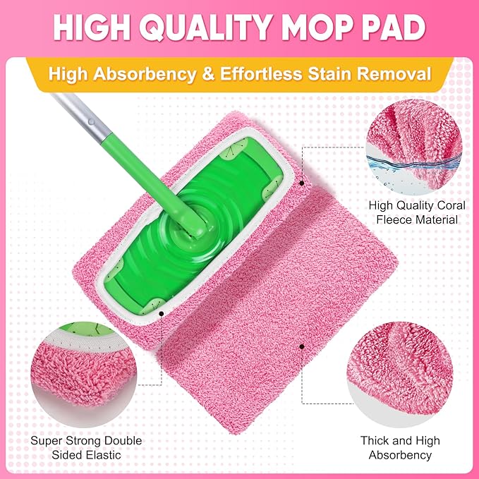 6-Pack Reusable Microfiber Mop Pads Compatible