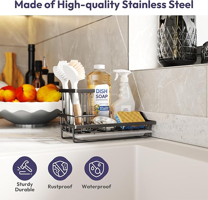 SWTYMIKI Large Sink Caddy Kitchen Sink Organizer