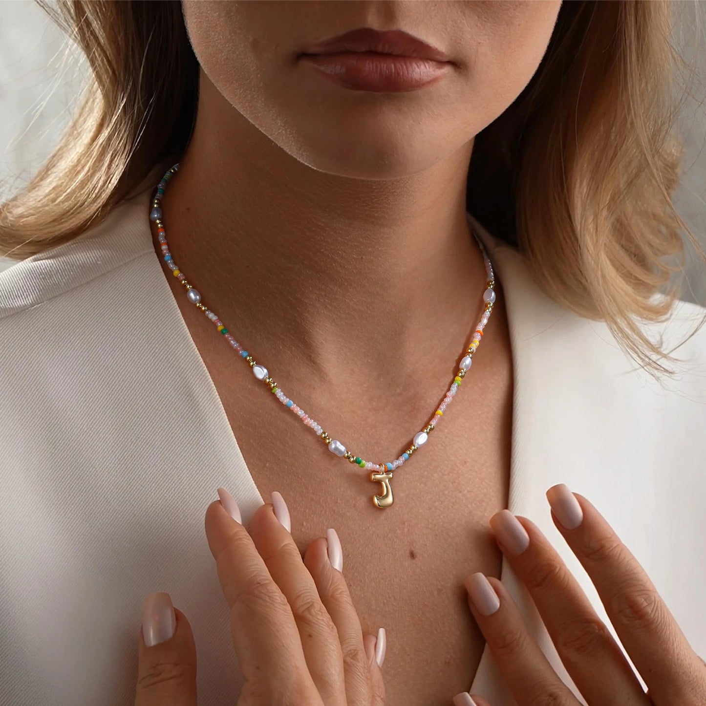 Ritach Initial Necklaces for Women Jewelry - Letter U Necklace Colorful Initial Necklaces for Women Beaded Boho Necklace Summer Beach Jewelry