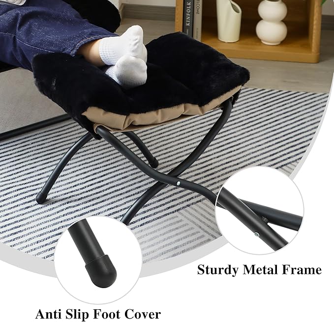 15" Folding Ottoman, Foldable Footrest Stool, Portable Small Foot Stool