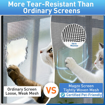 MAGZO Window Screen Replacement Mesh Roll, 92IN x 100FT Heavy Duty Polyester Mesh (82g/m²), UV-Resistant & Pet-Proof, Easy to Cut for Door Repair, Patio, Porch, Backyard, Garden, Non-Deformable