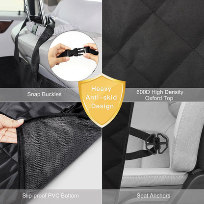 Dog Car Seat Cover, SHINE HAI Waterproof & Scratch Proof & Nonslip Back Seat Cover, Dog Travel Hammock with Seat Anchors, Machine Washable, Durable, Universal fits All Cars, Pet Cover(Black)