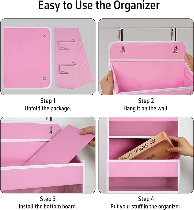 Over Door Organizer with 5 Large Pockets, Heavy Duty Hanging Organizer Storage