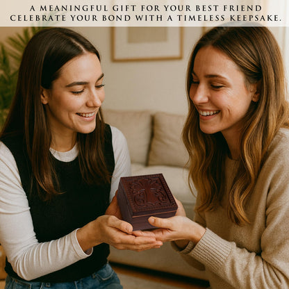 KATINAT Hand-Carved Wooden Cross Keepsake Box – Christian Prayer Box, Rosary Holder & Religious Jewelry Box, Catholic Gift for Women & Men, Baptism, Confirmation, Memorial & Sympathy Gift