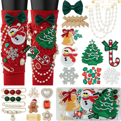 DoDoBeads Christmas Shoe & Sock Charms Kit, 86 pcs DIY Holiday Decorations with Bows, Pearls, Snowflakes, Pins – Perfect for Festive Christmas Socks, Shoes & Holiday Craft Projects