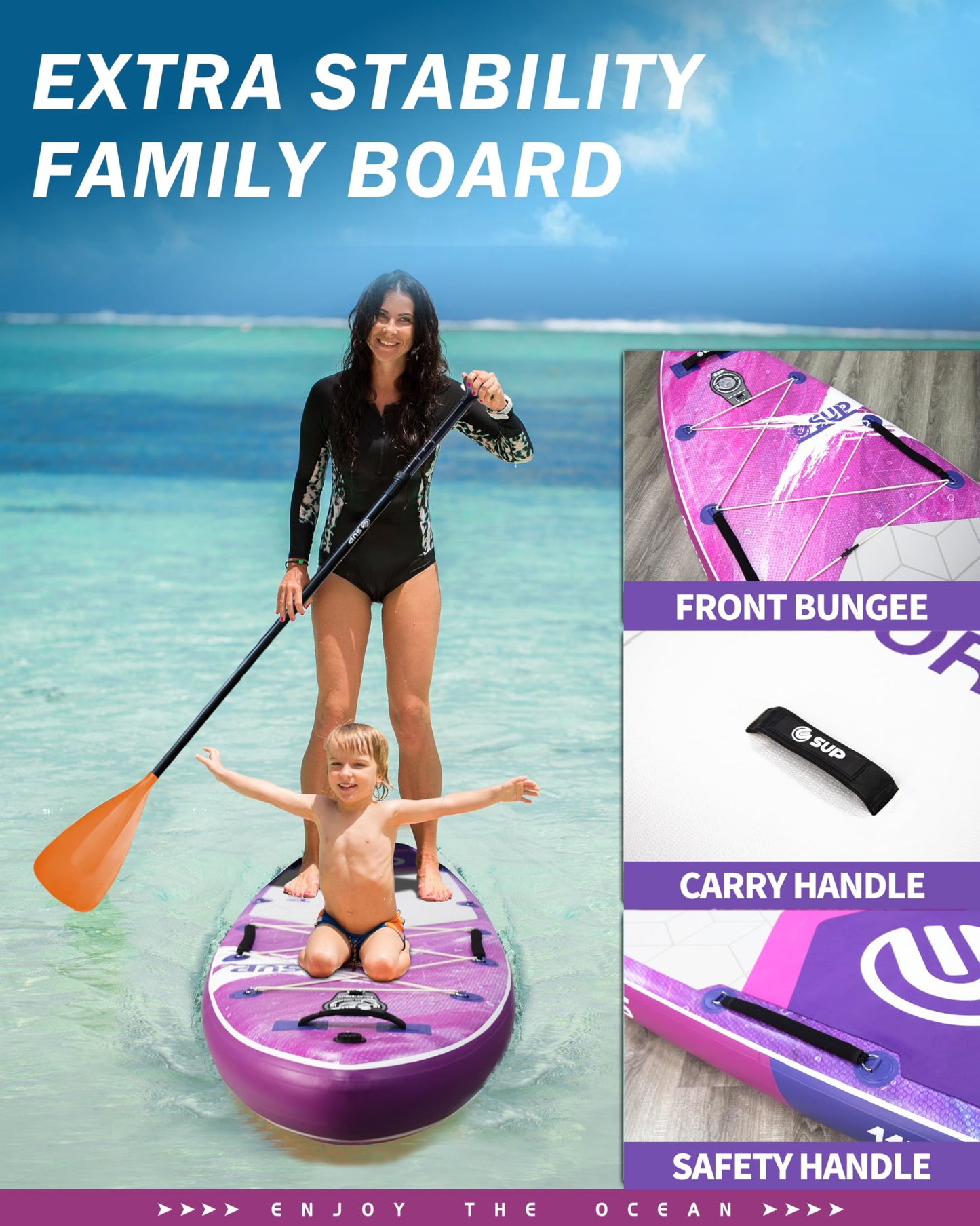 ESUP Extra Wide Inflatable Paddle Board 11’6" ×34/35" ，Super Stable Stand Up Paddleboards for 2 Person/Family/Large Size, Inflatable SUP with Paddle, Pump & Shoulder Strap