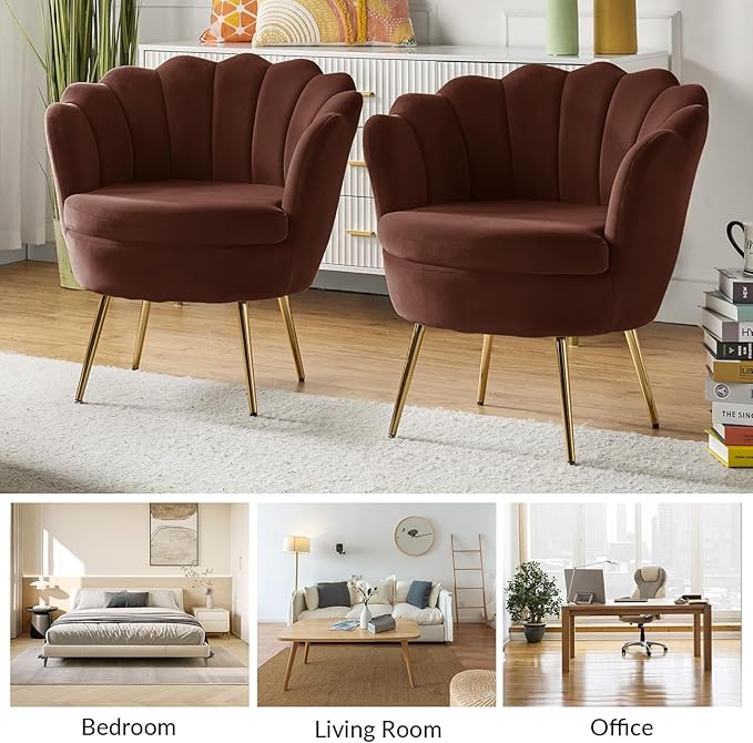 HULALA HOME Modern Velvet Accent Chairs Set of 2
