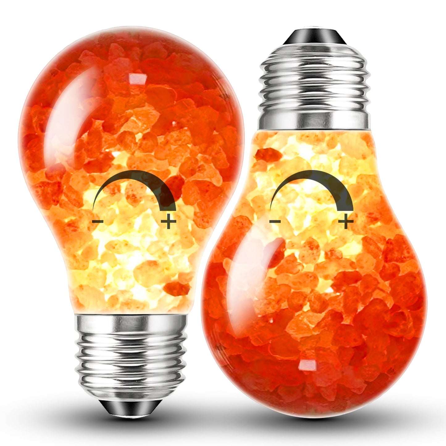 Elmoyle Dimmable Himalayan Salt Lamp LED Light Bulbs, E26 2200K Warm Amber Pink Night Light, 6W Mood Lighting, E26 A60 Salt Rock Stress Relief Bulbs for Bedroom, Decor, Sleep Light, 2pack