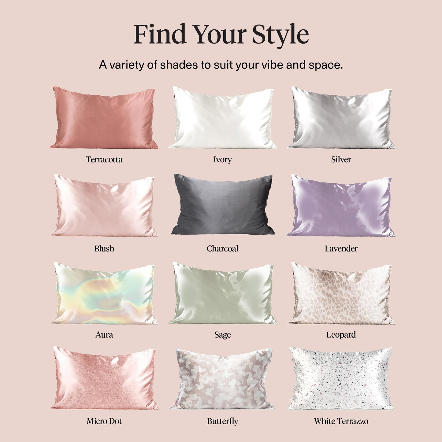 Kitsch Satin Pillowcase with Zipper for Hair & Skin - Softer Than Silk Pillow Cases, Cooling Satin Pillow Case, Wrinkle-Free, Machine Washable, Pillow Cases Standard Size 19x26 - Champagne Butterfly