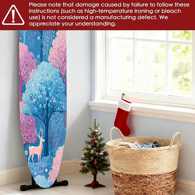 Nuxovilar Ironing Board Cover Winter Deer in Forest Pattern Polyester 15x54