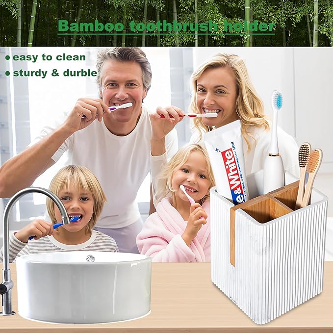 rejomiik Toothbrush Holders for Bathrooms Countertop, 3 Slots Electric Tooth