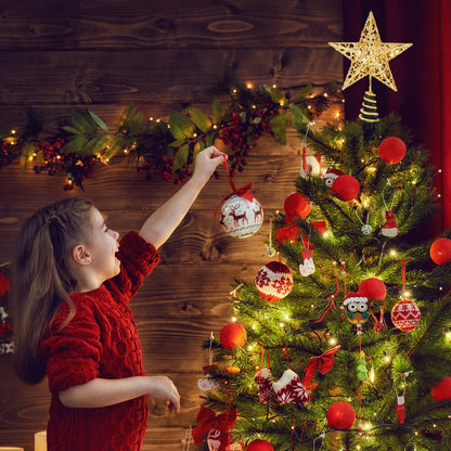 Blulu Christmas Star Tree Topper 6 Inch Glittered 3D Metal Star Treetop Topper Small Christmas Hollow Decoration for Xmas Holiday Party Decoration Indoor(Gold)