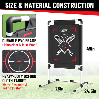 Dual-Sided Baseball Strike Zone Target,Adjustable Height Pitching Strike Zone Trainer for Pitching,Throwing Practice, Includes Stakes,Sandbags & Carry Bag for Indoor & Outdoor