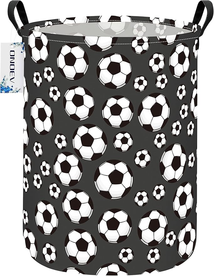 Round Foldable Kids' Football Laundry Hamper Multi Use Laundry Basket Soccer