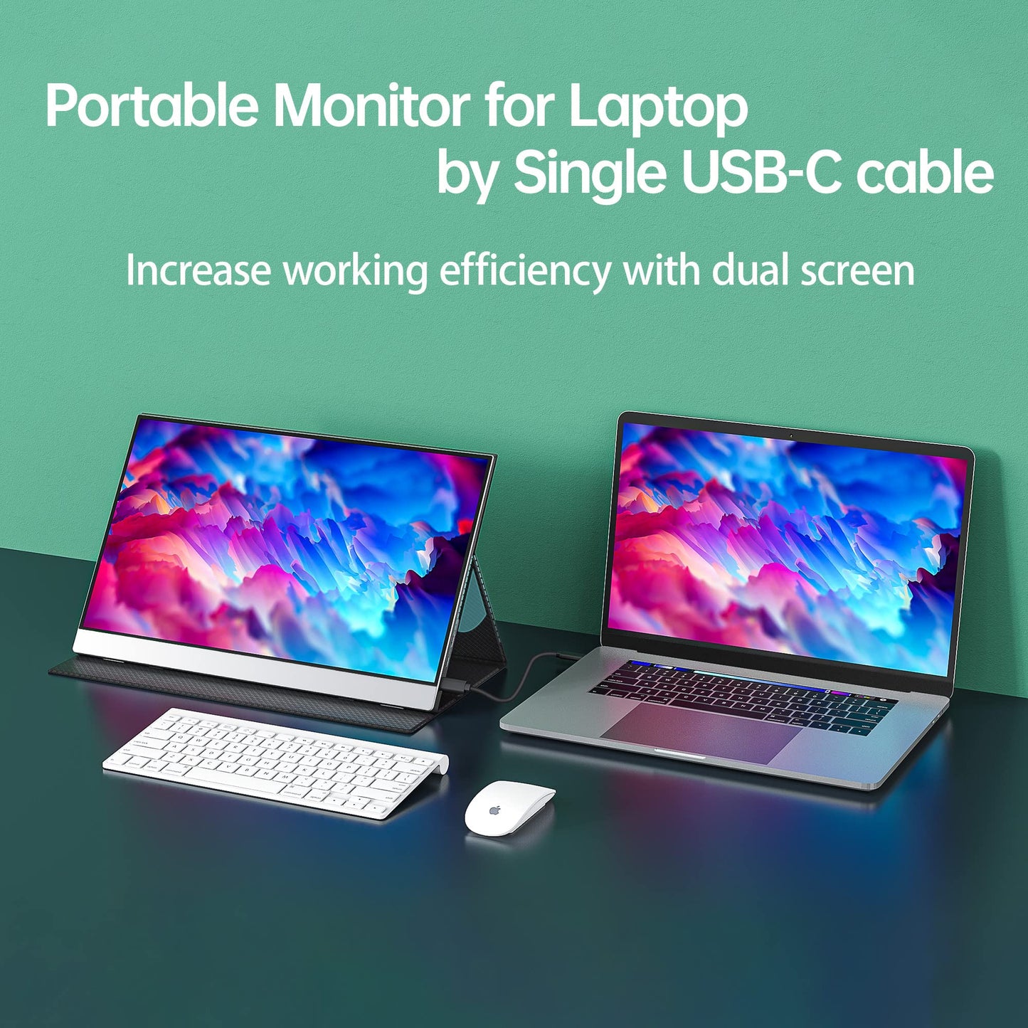 cocopar Portable Monitor 15.6 Inch 1080P Travel Monitor with Speaker HDMI USB-C External Display for Laptop MacBook Surface PC Xbox PS4/5, VESA Mountable, with Cover Stand