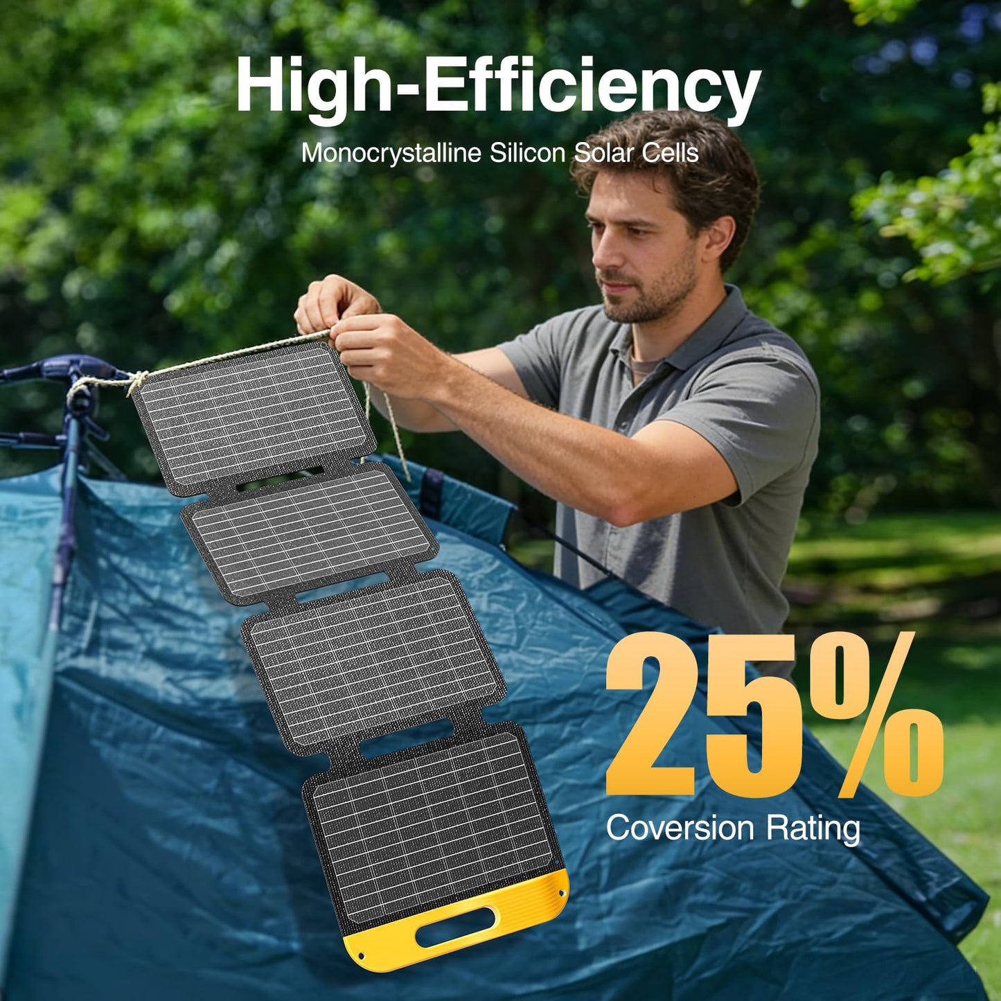 VTOMAN 40W Solar Panel Foldable Portable Small Solar Panel Charger with USB-C and USB-A Outputs for Phone, Tablet, Jump 100/FS300 Portable Power Station - Waterproof for Camping, Hiking,Backpacking