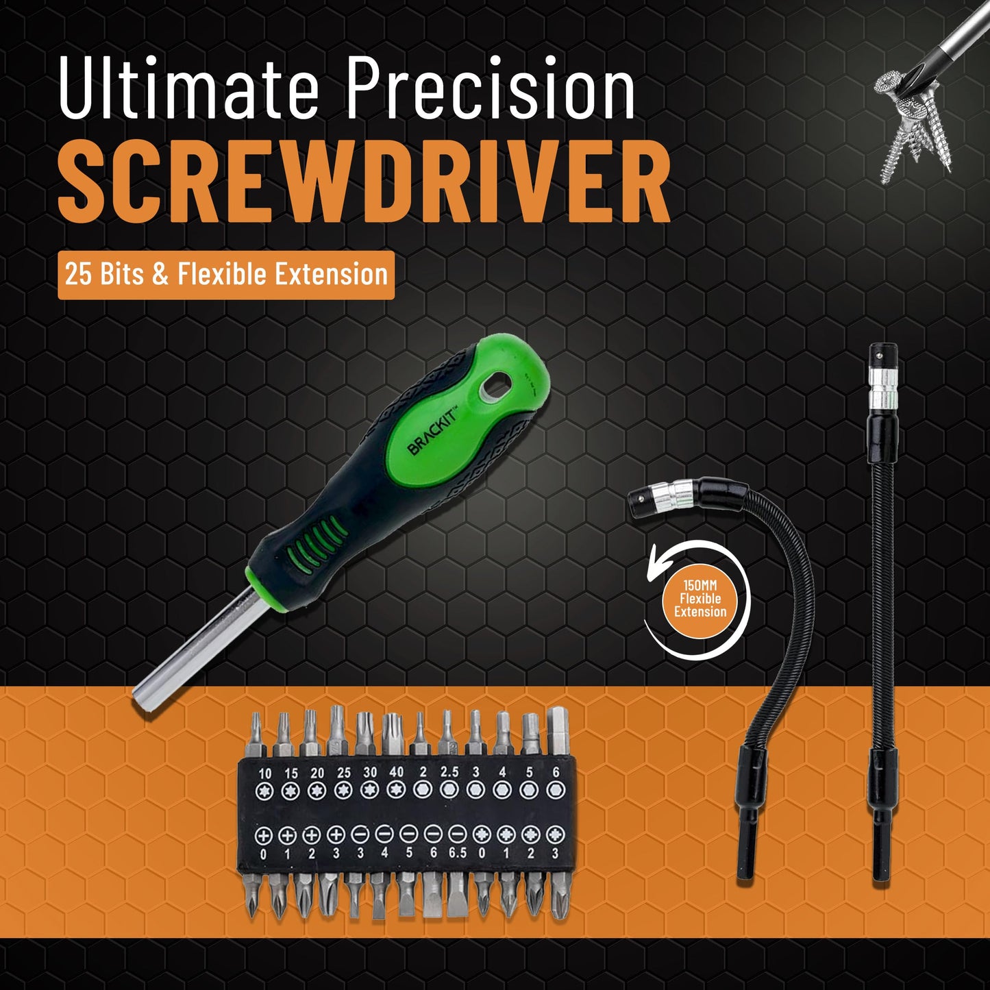 Brackit 42 Pieces Premium Screwdriver Set with Magnetic Tips and Rubber Handles, Including Phillips and Flat Heads in Durable Storage Case