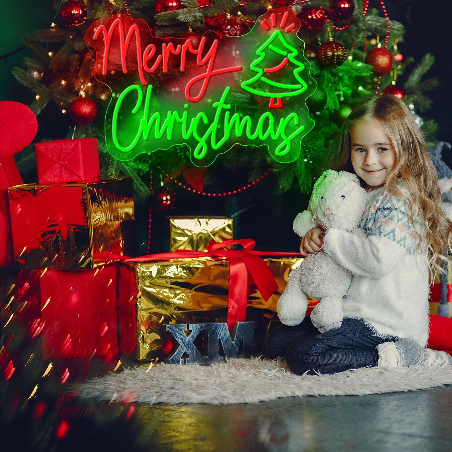 Merry Christmas Neon Sign, Dimmable Xmas Led Sign for Art Wall Decor, Merry Christmas Light Up Sign for Indoor Party Backdrop Bedroom Bar Pub Club Wedding Decor