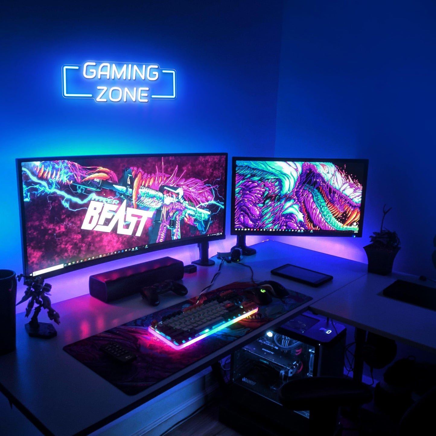 Kavaas Game Zone Neon Sign for Gameroom Wall Decor LED Light Signs - Gaming Zone Neon Sign for Teen Boy Bedroom- Best Gamer Gifts for Teenager, Kids
