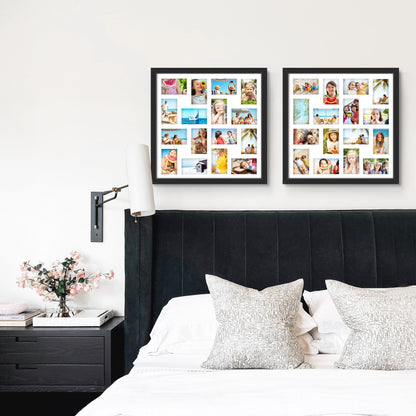 DUENPY 22x22 Picture Frame 4x6 Collage Picture Frame Displays Sixteen 4x6 inch Photos Collage Wall Decor Wall Hanging Black