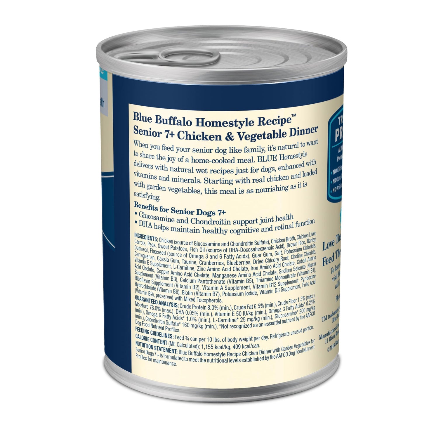 Blue Buffalo Homestyle Recipe Senior Wet Dog Food, Made with Natural Ingredients, Chicken Dinner with Garden Vegetables, 12.5-oz Cans (12 Count)