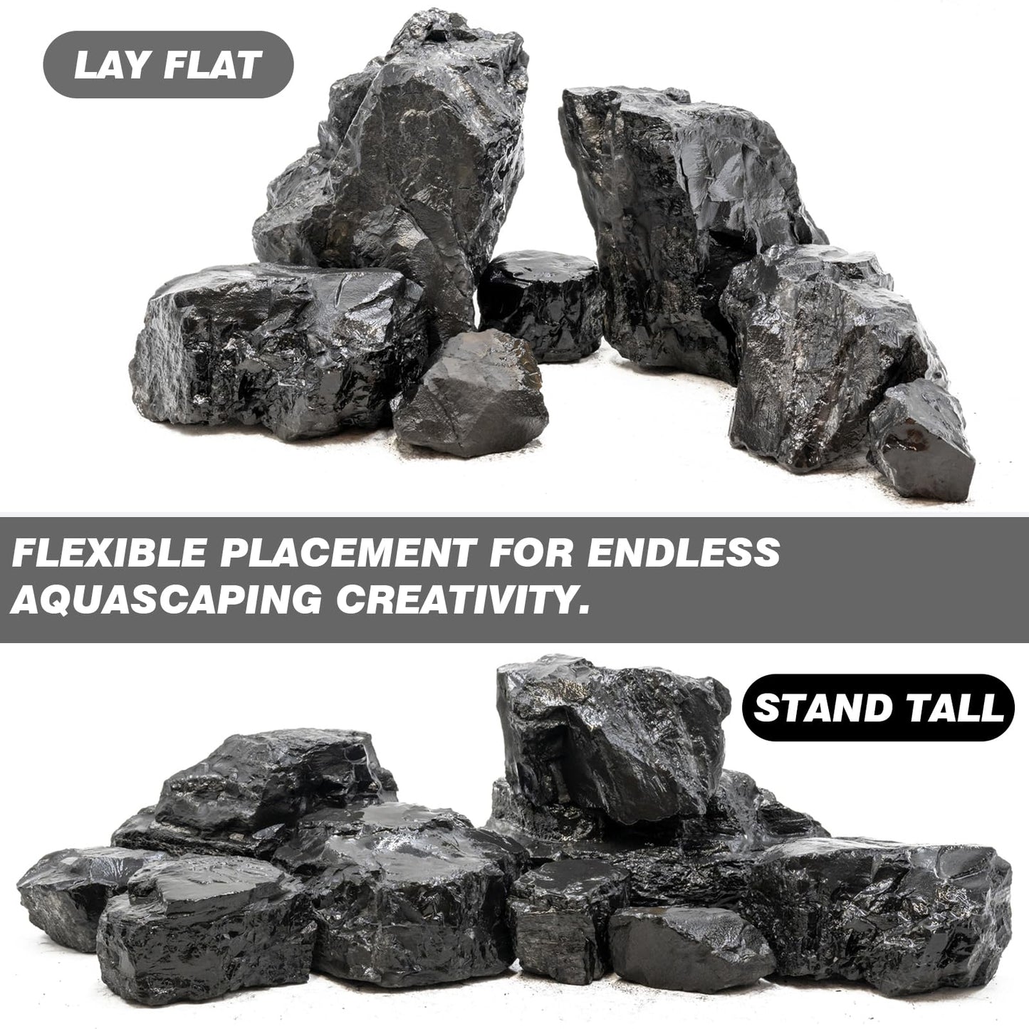 Unocho Aquarium Stone Fish Tank Rocks 5lb Natural Rocks for Aquariums Aquascaping Landscaping Model Tank Decoration Vivariums Paludarium Miniature and Fairy Garden(3"-6"-4pcs)