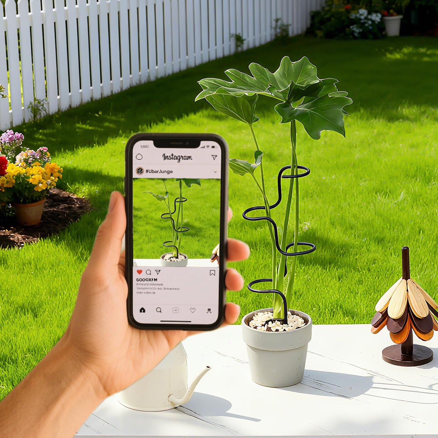 GOOOXIM 3PCS Indoor Plant Support Stakes - Sturdy Metal Trellis for Garden Flowers & Monstera, Durable & Easy to Use, Perfect for Small to Medium Indoor Plants, Ideal Gift for Plant Lovers!