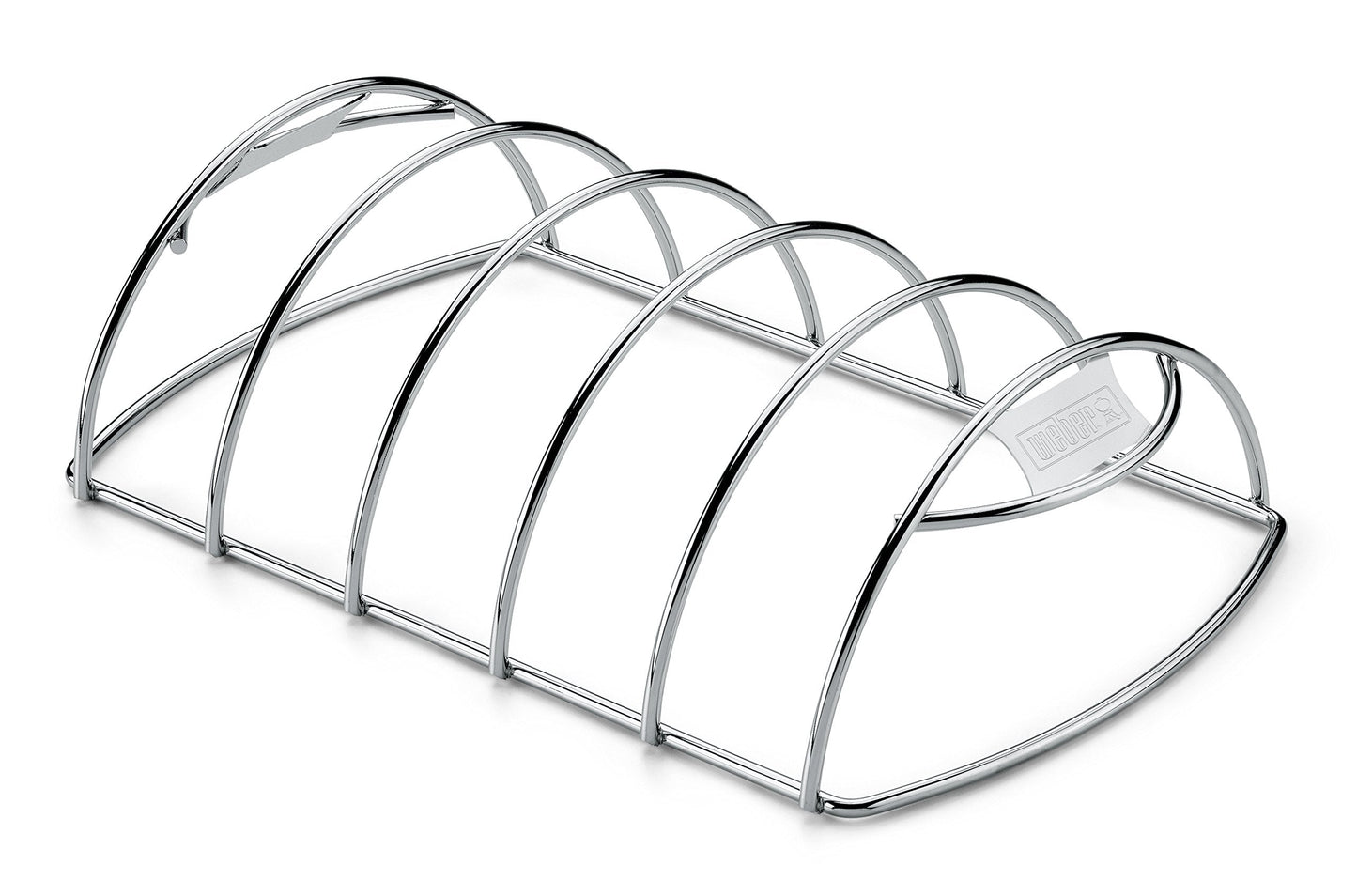 Weber Rib Rack, holds up to 5 Rib Racks/Spare Ribs, Non-Stick Stainless Steel, dishwasher safe, fits all Grills (Charcoal from Ø 47cm, Gas, Pellet, Electric) - Silver (6605)