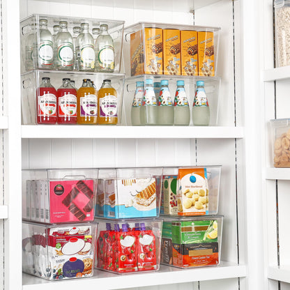 Vtopmart 6 Pack Clear Stackable Storage Bins with Lids, Large Plastic Containers with Handle for Pantry Organizer and Storage,Perfect for Bathroom,Cabinet,Kitchen,Fridge,Closet Organization