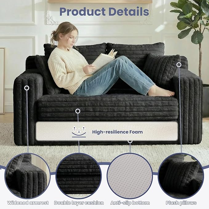 3-in-1 Convertible Sofa Bed: Boneless Loveseat Sleeper & Folding Couch Bed