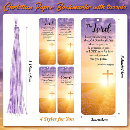 Chiisong 100 Sets Christian Bookmark for Mom Mother's Day Gift Bible Verses Bookmark with Tassel Religious Inspirational Scripture Book Marks, Gift for Mom Mother's Day Women Church Book Lover