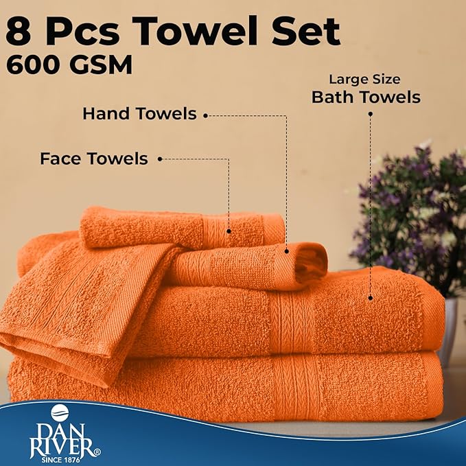 DAN RIVER 8 PC Luxury Bath Towels