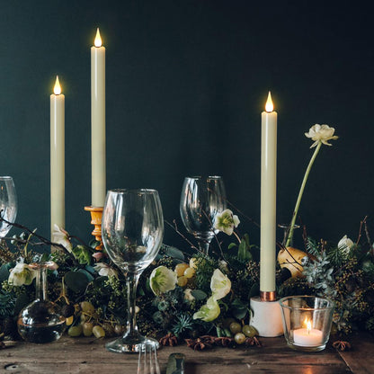 FREEPOWER 11 Inch Flameless Taper Candles with Remote,Battery Powered Candlesticks Realistic Flickering,Ivory Led Candlestick with 3D Wick for Christmas Home Wedding Decor (Pack of 6)