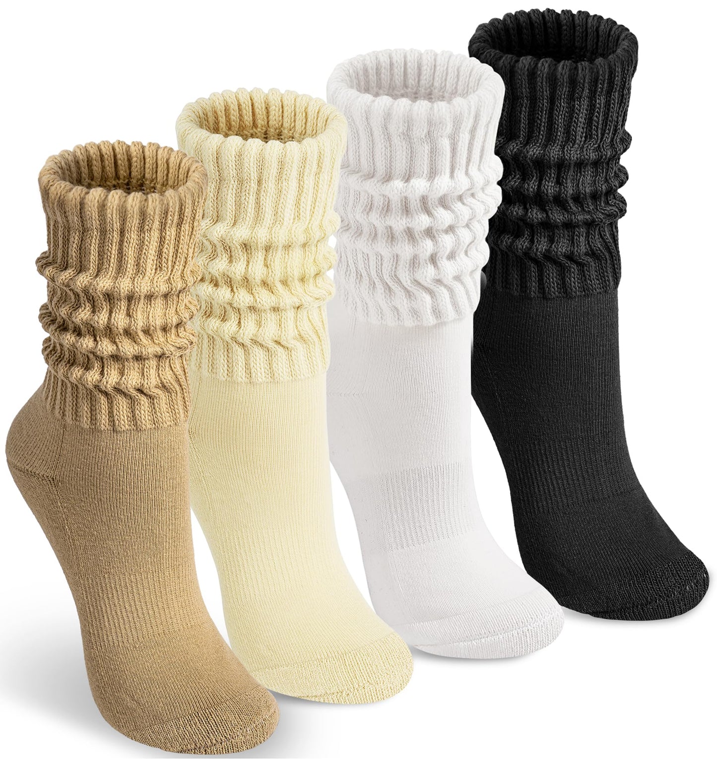 HONGTEYA Slouchy Crew Socks for Women Cozy Cotton Cushioned Boot Athletic Slouch Mid Calf Size 5-11
