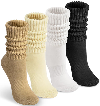 HONGTEYA Slouchy Crew Socks for Women Cozy Cotton Cushioned Boot Athletic Slouch Mid Calf Size 5-11