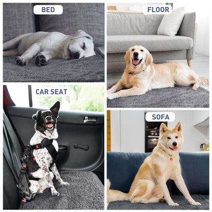 Pawsee Waterproof Dog Blanket Washable, Sherpa Fleece Pet Blanket for Puppies Cats Dogs, Reversible Waterproof Protector Cover for Dog Sofa Bed, 125 x 75 cm, Gray/Tuape