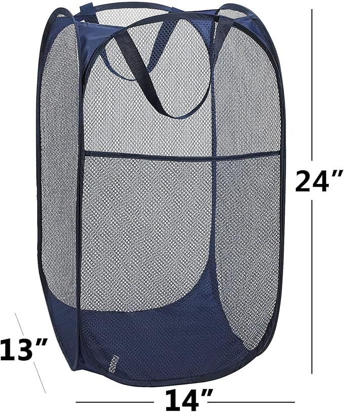 2 Pack Laundry Basket, Foldable Mesh Pop-up Laundry Hamper