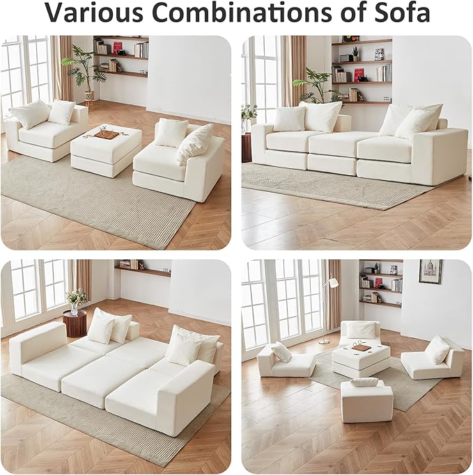 Modular Sectional Loveaeat Cloud Sofa, Boneless Couch