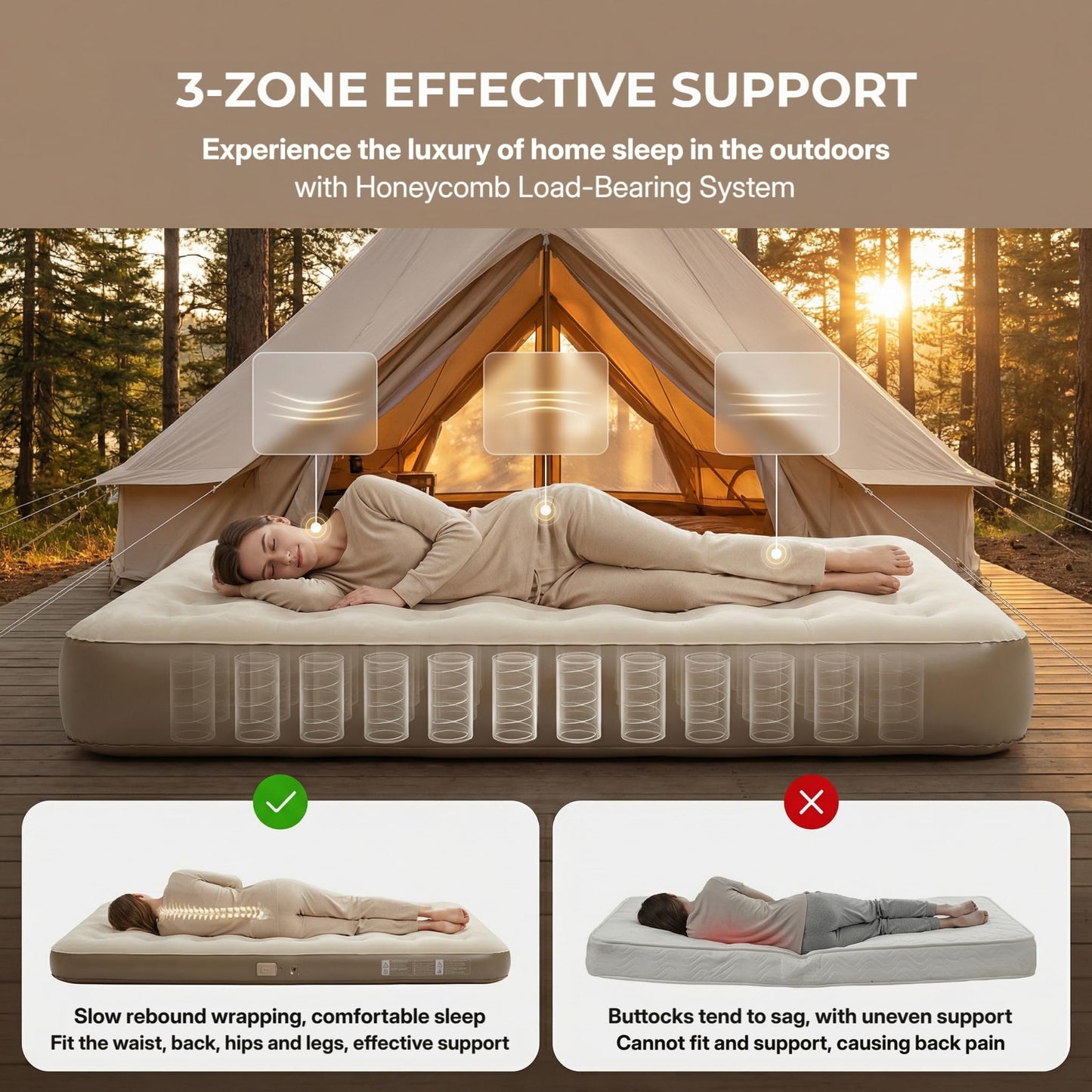 Naturehike California King Size Air Mattress with Built-in USB Rechargeable Pump, 992 lbs Max Support Inflatable Mattresses, Blow up Mattress Air Bed for Home, Camping, Guests, Travel
