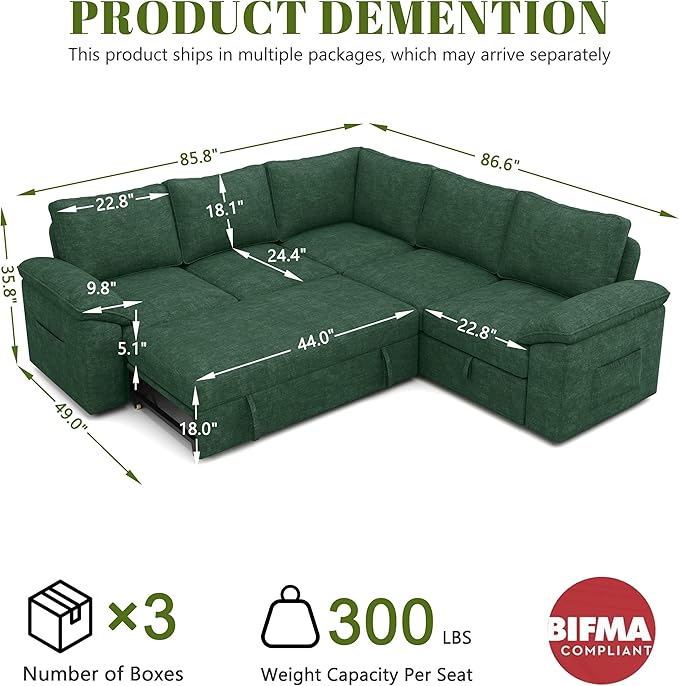 85 Inch Modular Sectional Sofa