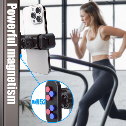 Magnetic Phone Holder for Gym Golf Cart Powerful Magnetic Base Works on Any Metal Surface Ideal for Workout Recording 360° Rotatable Gym Magnet Phone Mount Cradles Compatible with 4-7" Phones