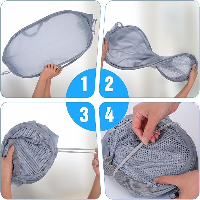 4 Pack Pop-Up Mesh Laundry Basket, Four Colors Pop Up Mesh Hamper, Open